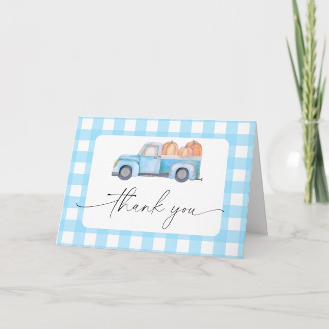 Pumpkin blue truck thank you card (Front)
