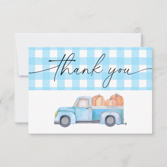 Pumpkin blue truck thank you card (Front)