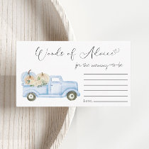 Pumpkin Blue Truck Words Of Advice Baby Boy Shower Enclosure Card