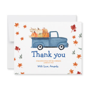 Pumpkin Blue Vintage Truck Thank you card