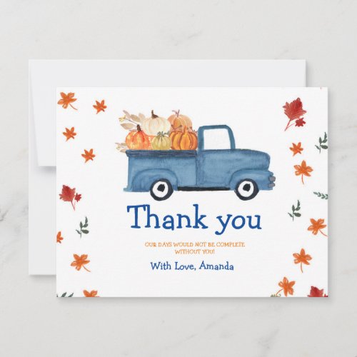 Pumpkin Blue Vintage Truck Thank you card