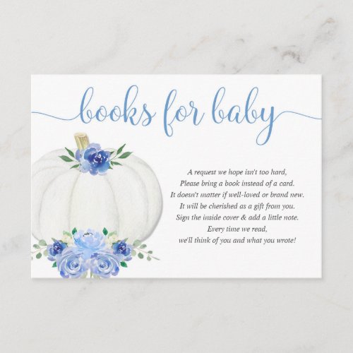 Pumpkin blue white floral boy books for baby enclo enclosure card