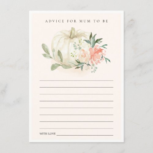 Pumpkin Blush Floral Advice for Mum Baby Shower Enclosure Card