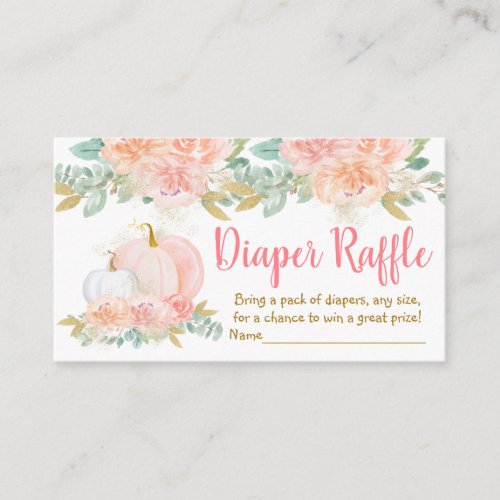 Pumpkin Blush Floral Baby Shower Diaper Rafffle Enclosure Card