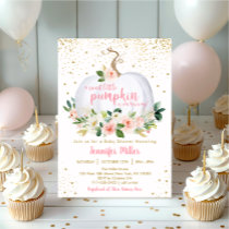 Pumpkin Blush Floral Baby Shower Invitation