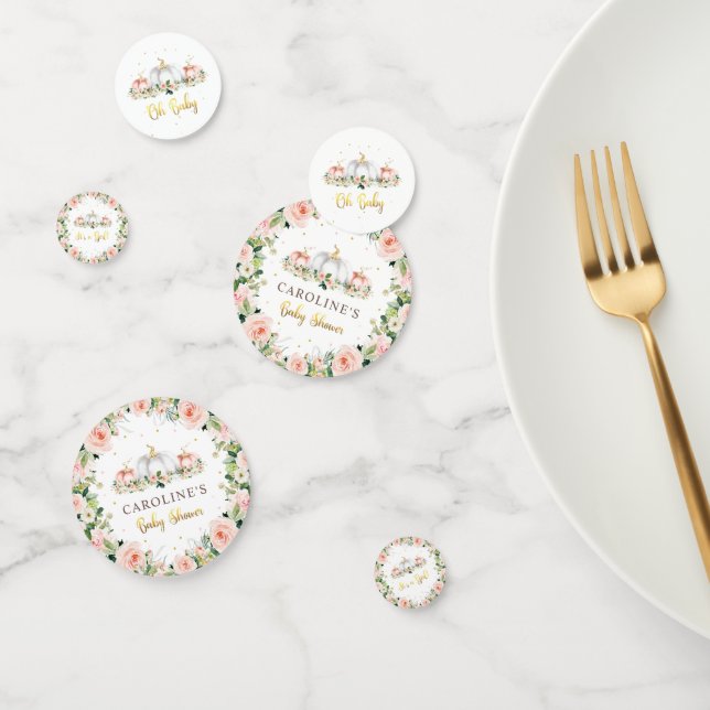 Pumpkin Blush Pink And Gold Baby Shower Party Confetti (Group)