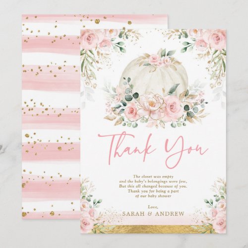 Pumpkin Blush Pink Gold Floral Fall Baby Shower