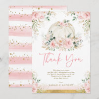 Pumpkin Blush Pink Gold Floral Fall Baby Shower