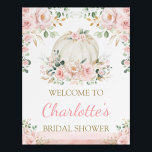 Pumpkin Blush Rose Floral Bridal Shower Welcome Foam Board<br><div class="desc">Pretty pink & gold pumpkin theme welcome party sign. Matching items available in our store!</div>