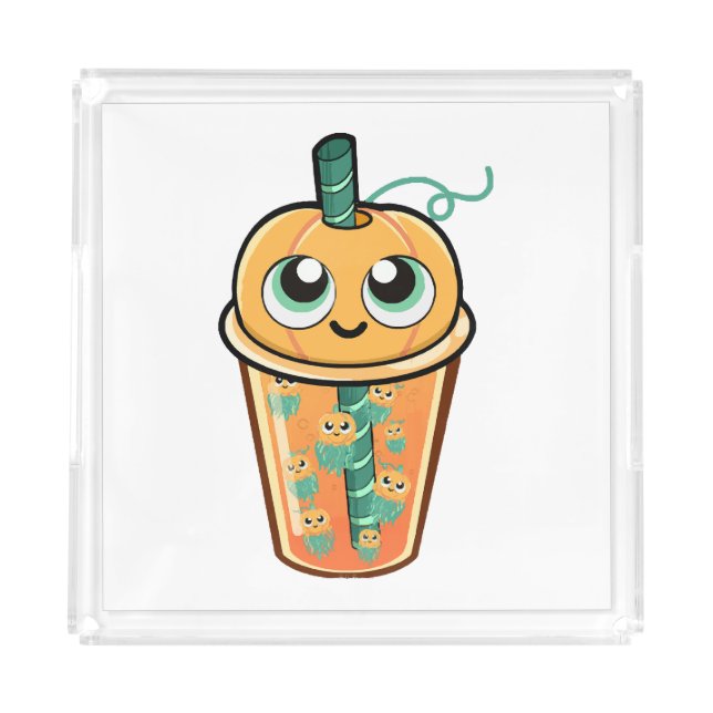 Pumpkin Boba Jellyfish Acrylic Tray (Front)