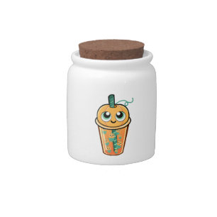 Pumpkin Boba Jellyfish Candy Jar