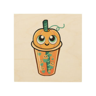 Pumpkin Boba Jellyfish Wood Wall Art