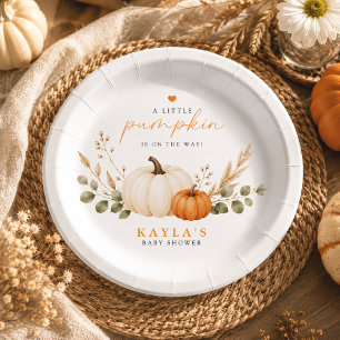 Pumpkin Boho Autumn Baby Shower Party Paper Plates