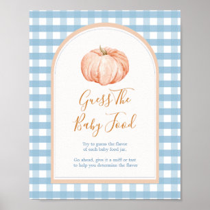 Pumpkin Boho Blue Gingham Guess The Baby Food Poster