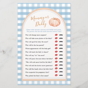 Pumpkin Boho Blue Gingham Mommy or Daddy Game