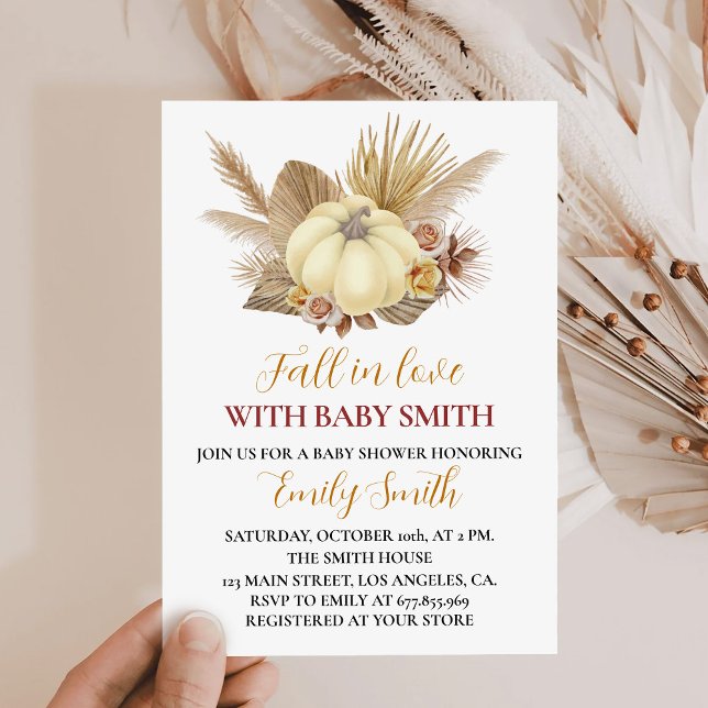Pumpkin Boho Fall In Love Baby Shower Invitation (Creator Uploaded)