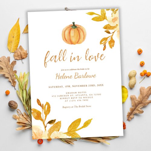 Pumpkin Boho Fall In Love Bridal Shower Inv Invitation
