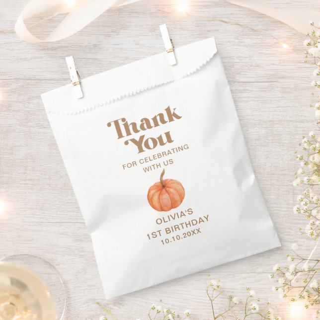 Pumpkin Boho Fall Thank You Birthday Favor Bag (Clipped)