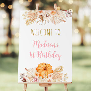 Pumpkin Boho Floral Birthday Welcome Foam Board