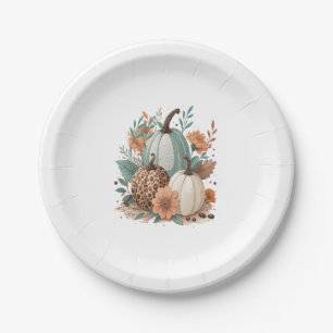 Pumpkin Boho Floral Paper Plates