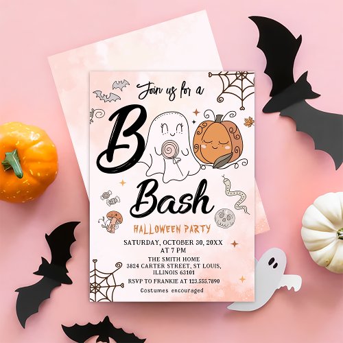 Pumpkin Boo Halloween Bash Party invitation