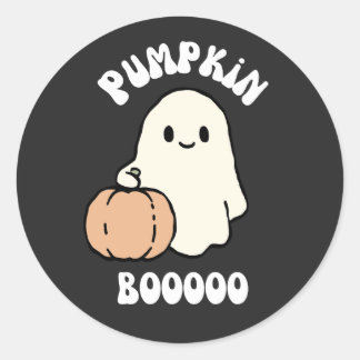 Pumpkin Boo Halloween Ghost Cute Spooky Fall Classic Round Sticker