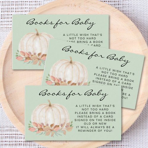 Pumpkin Book Request Baby Shower Enclosure Card