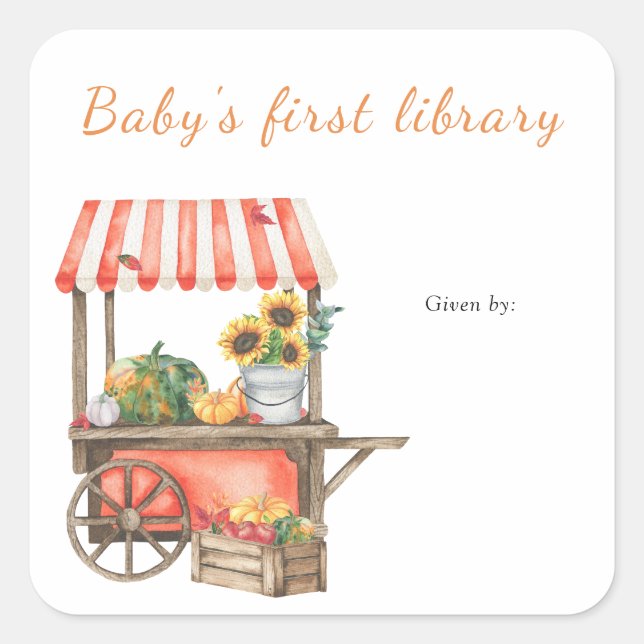 Pumpkin bookplate - baby's first library (Front)