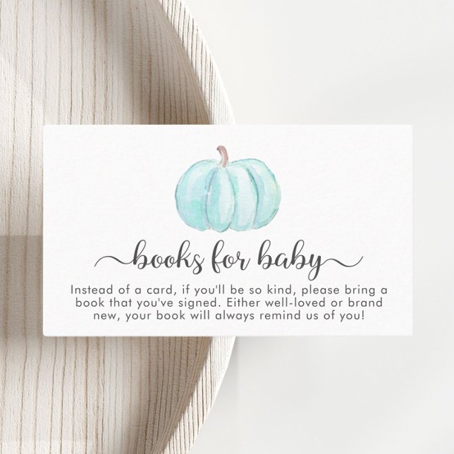 Pumpkin Books For Baby Boy Shower Enclosure Card (Creator Uploaded)