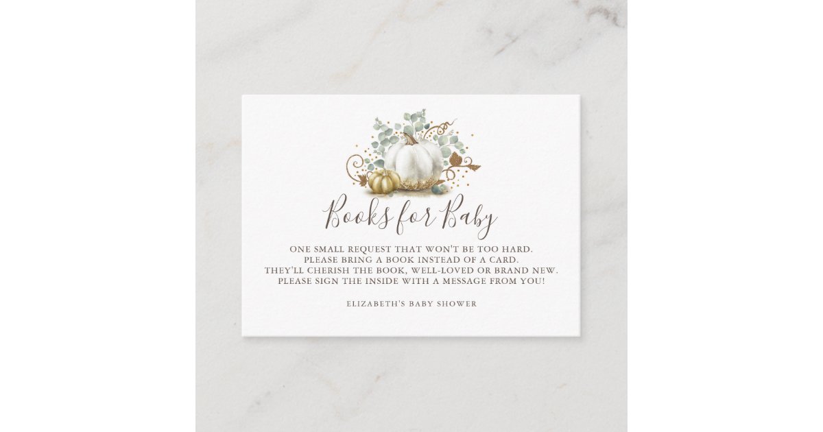 Pumpkin Books For Baby Bring A Book Shower Enclosure Card Zazzle Com