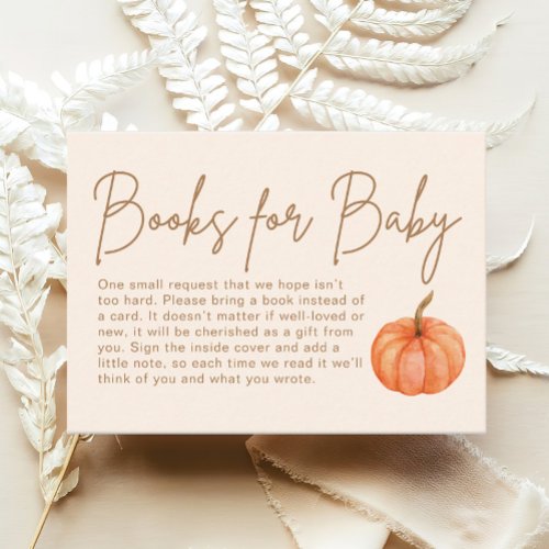 Pumpkin Books for Baby Fall Baby Shower Enclosure Card