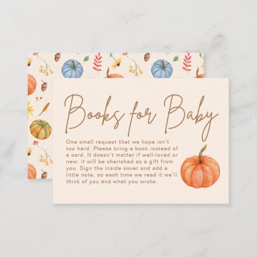 Pumpkin Books for Baby Fall Baby Shower Enclosure Card