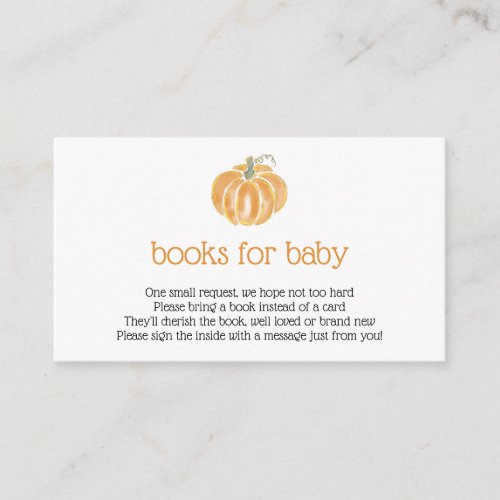 Pumpkin Books for Baby Fall Orange Enclosure Card