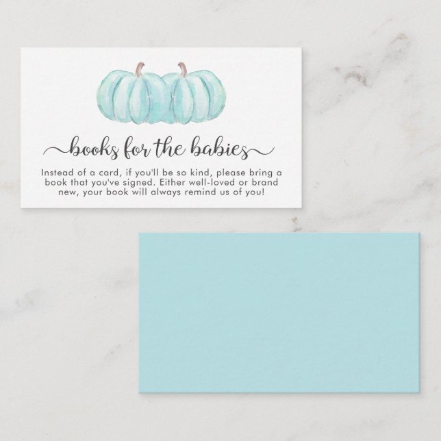 Pumpkin Books For Baby Twin Boys Shower Enclosure Card (Front/Back)