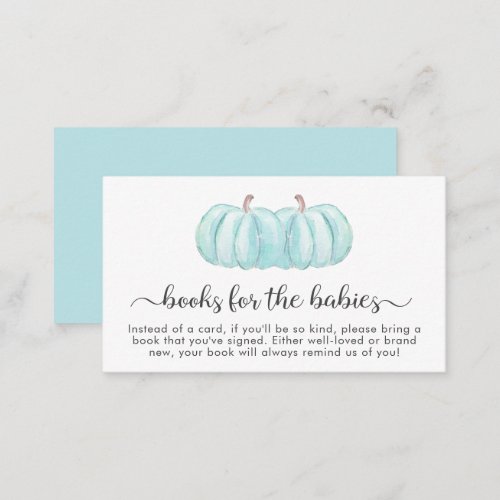 Pumpkin Books For Baby Twin Boys Shower Enclosure Card