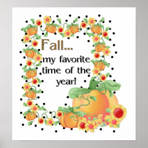 Pumpkin Border - Fall My Favorite Print/Poster Poster