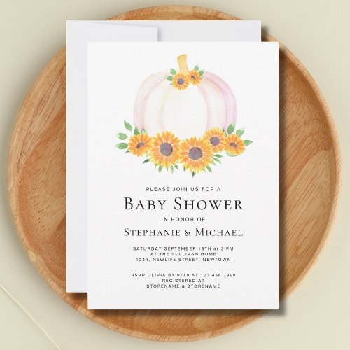 Pumpkin Botanical Couples Baby Shower  Invitation