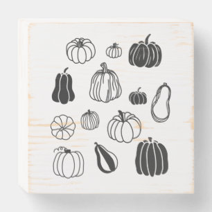 Pumpkin Botanical Wooden Box Sign