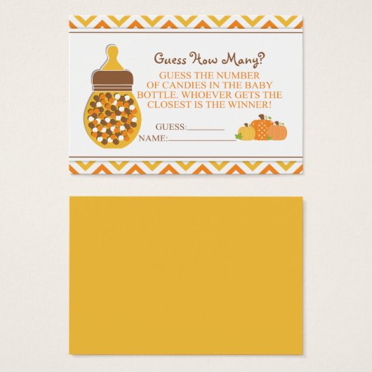 Pumpkin Bottle Baby Shower Guessing Game (Front & Back)