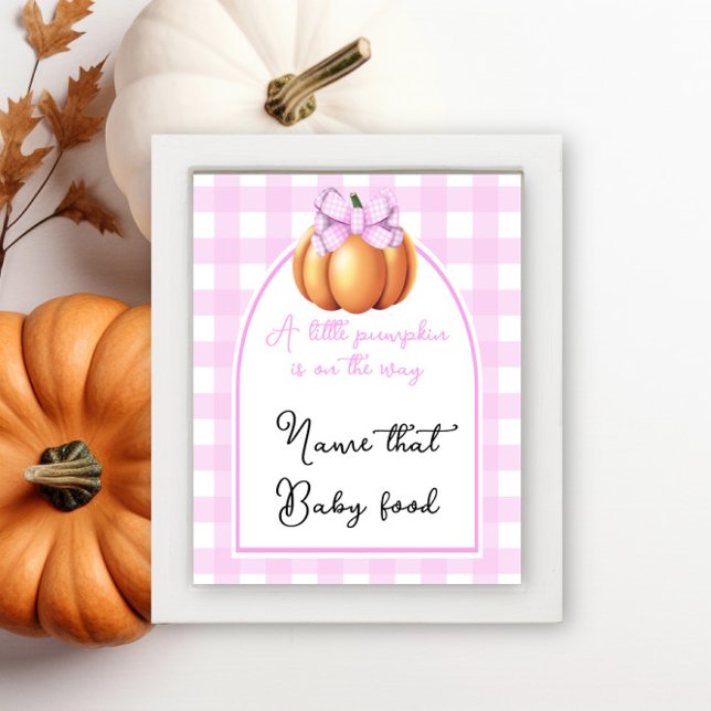Pumpkin bow arch baby shower Name that baby food Poster (Creator Uploaded)