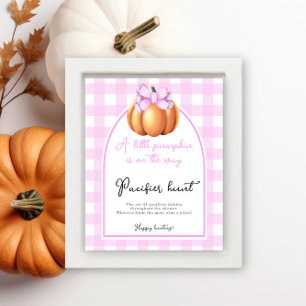 Pumpkin bow arch baby shower Pacifier hunt game Poster