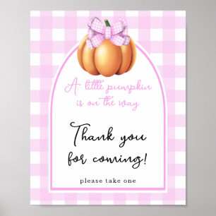 Pumpkin bow arch baby shower - Thank you Poster