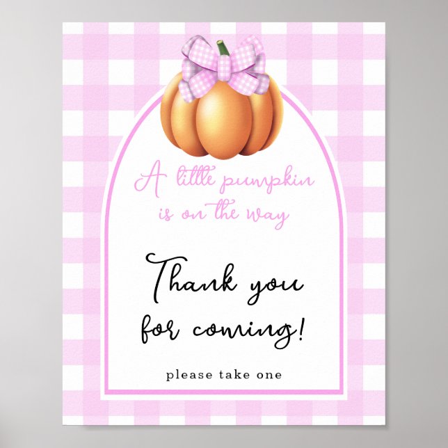 Pumpkin bow arch baby shower - Thank you  Poster (Front)