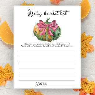 Pumpkin bow baby shower Baby bucket list