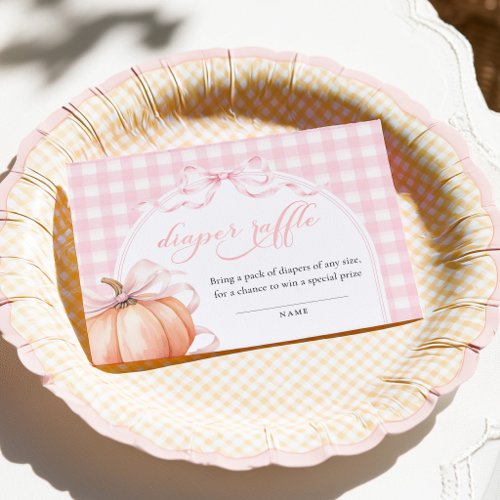 Pumpkin Bow Baby Shower Diaper Raffle  Enclosure Card