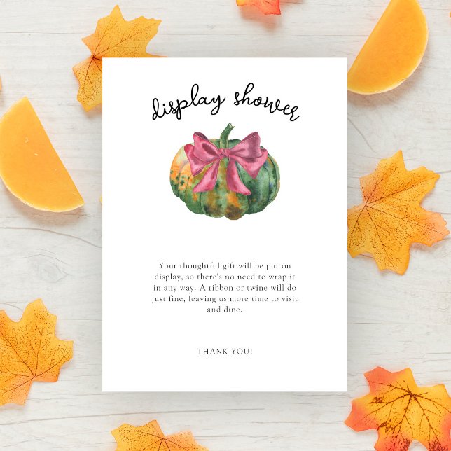  Pumpkin bow baby shower - display shower Enclosure Card (Creator Uploaded)