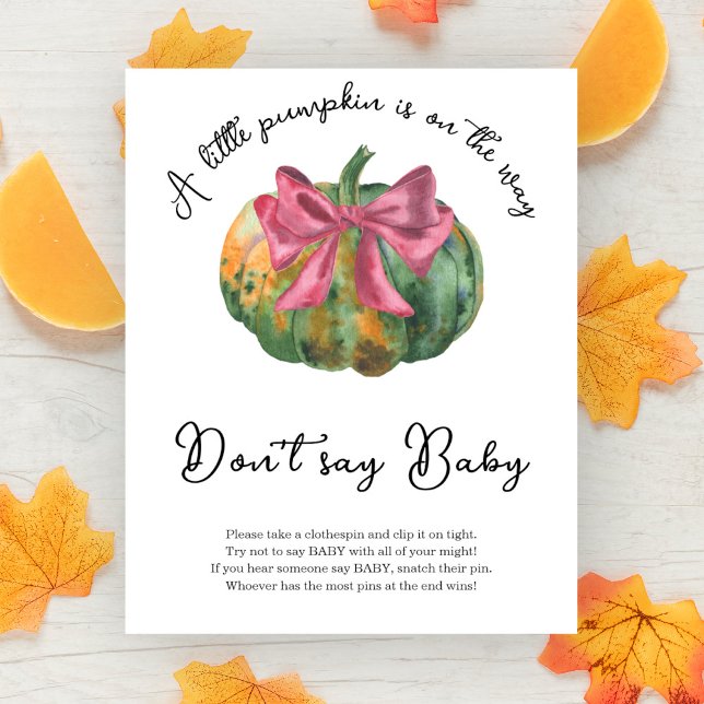 Pumpkin bow baby shower Don't say baby Poster (Creator Uploaded)
