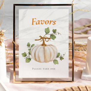 Pumpkin Bow Baby Shower Favors Table Sign