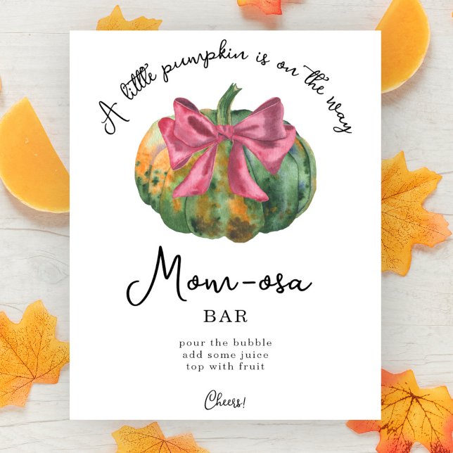 Pumpkin bow baby shower Momosa bar Poster (Creator Uploaded)