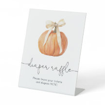 Pumpkin Bow Diaper Raffle Sign | Fall Baby Shower
